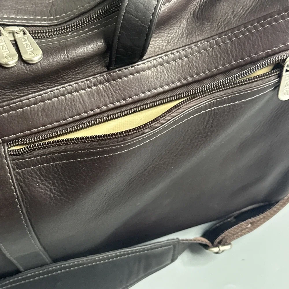Piel Leather Duffel On Wheels - Brown - 21.5x10.5x10